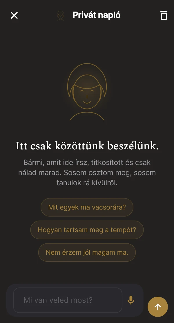 Beszélgetés Esztivel, a személyes AI-társsal a PureShape appban